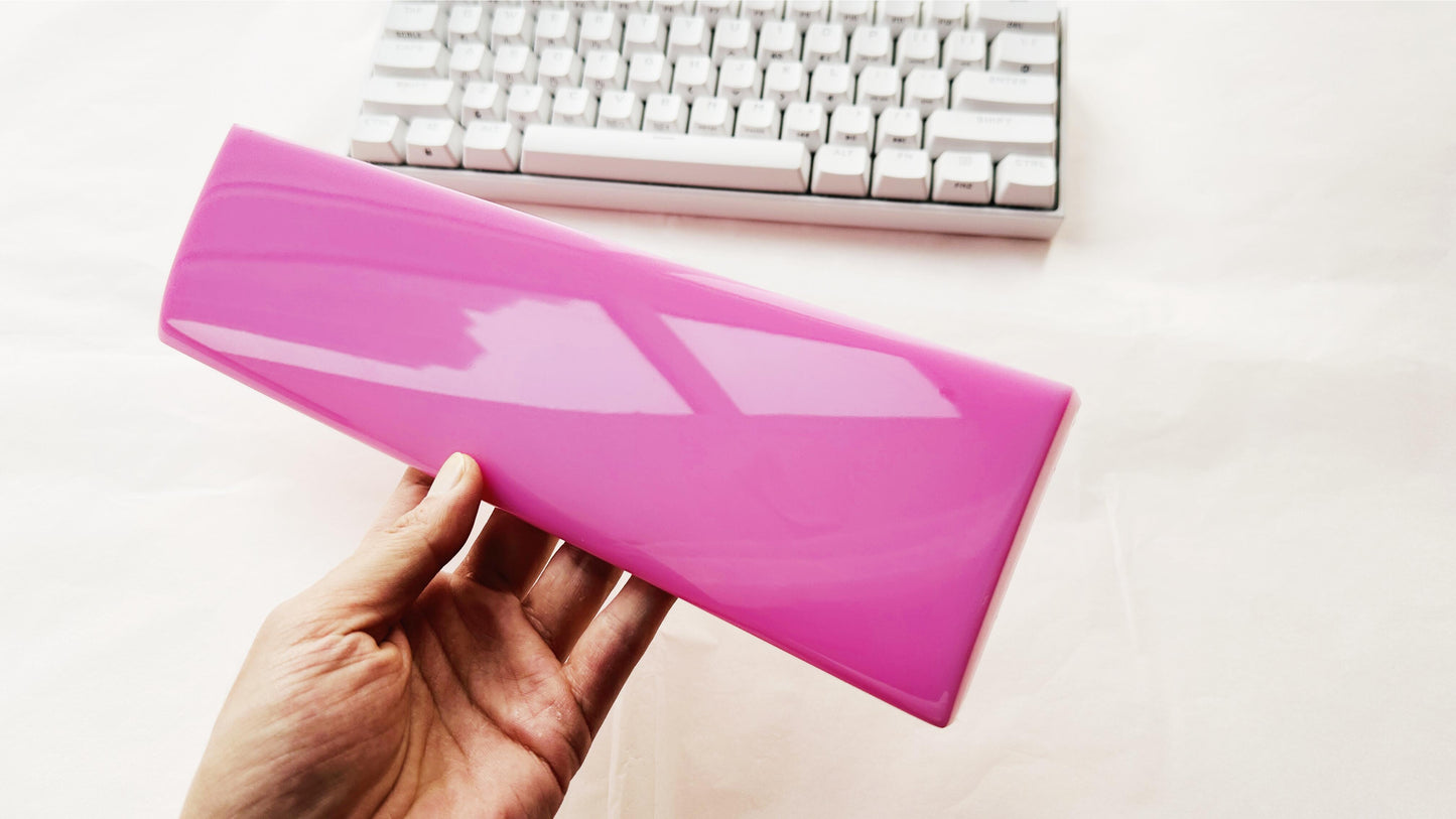 Hot Pink Wrist Rest, Artisan Resin Wrist Rest, Solid Color Keyboard Wrist Rest, Gaming Office Desk Decor Gift, Personalized Gift. - HiJenney