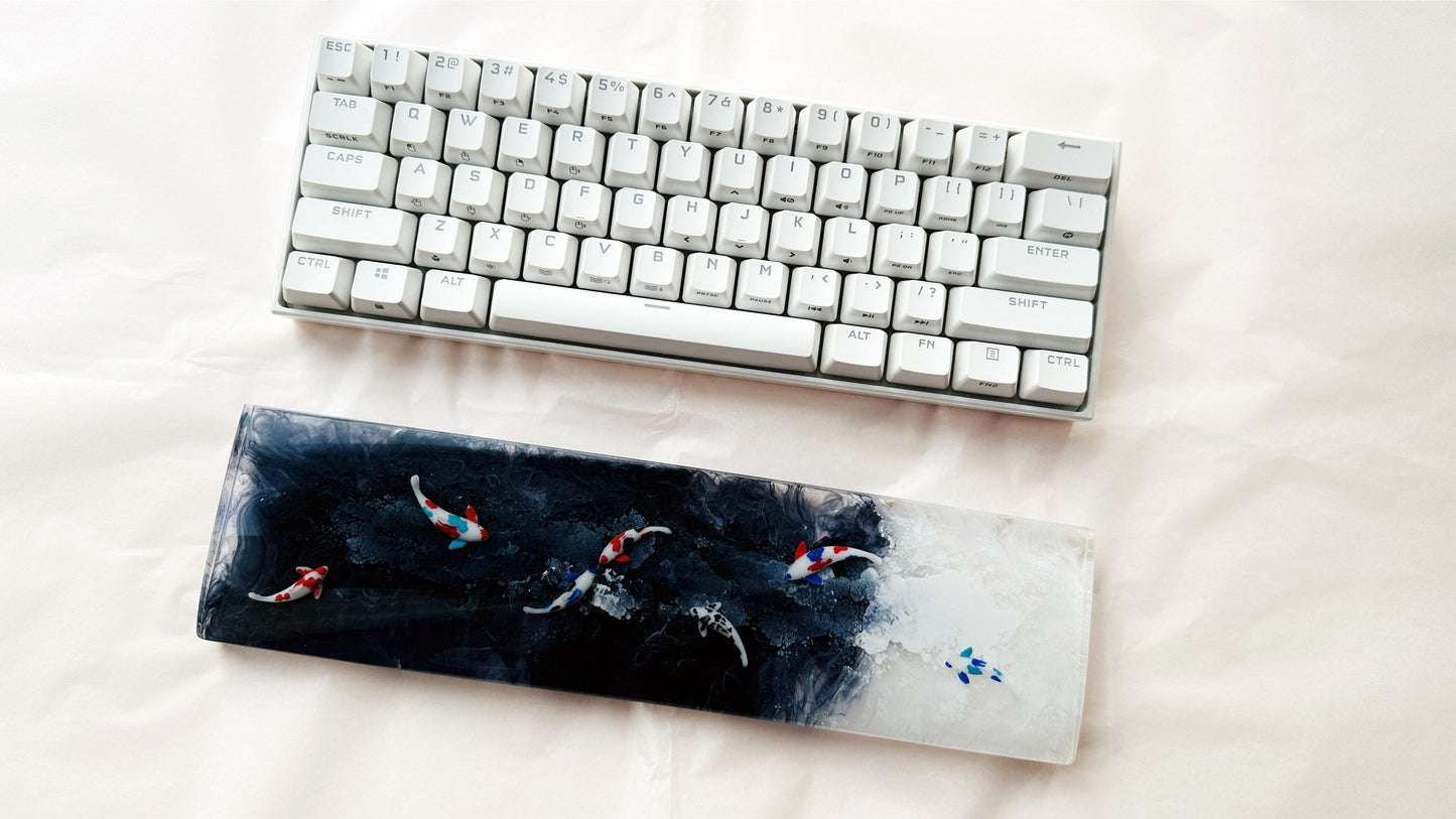 Colorful Koi Fish Wrist Rest, Artisan Resin Wrist Rest, keyboard Wris Rest, Personalized Gift, Custom Desk Decor Gift. - HiJenney