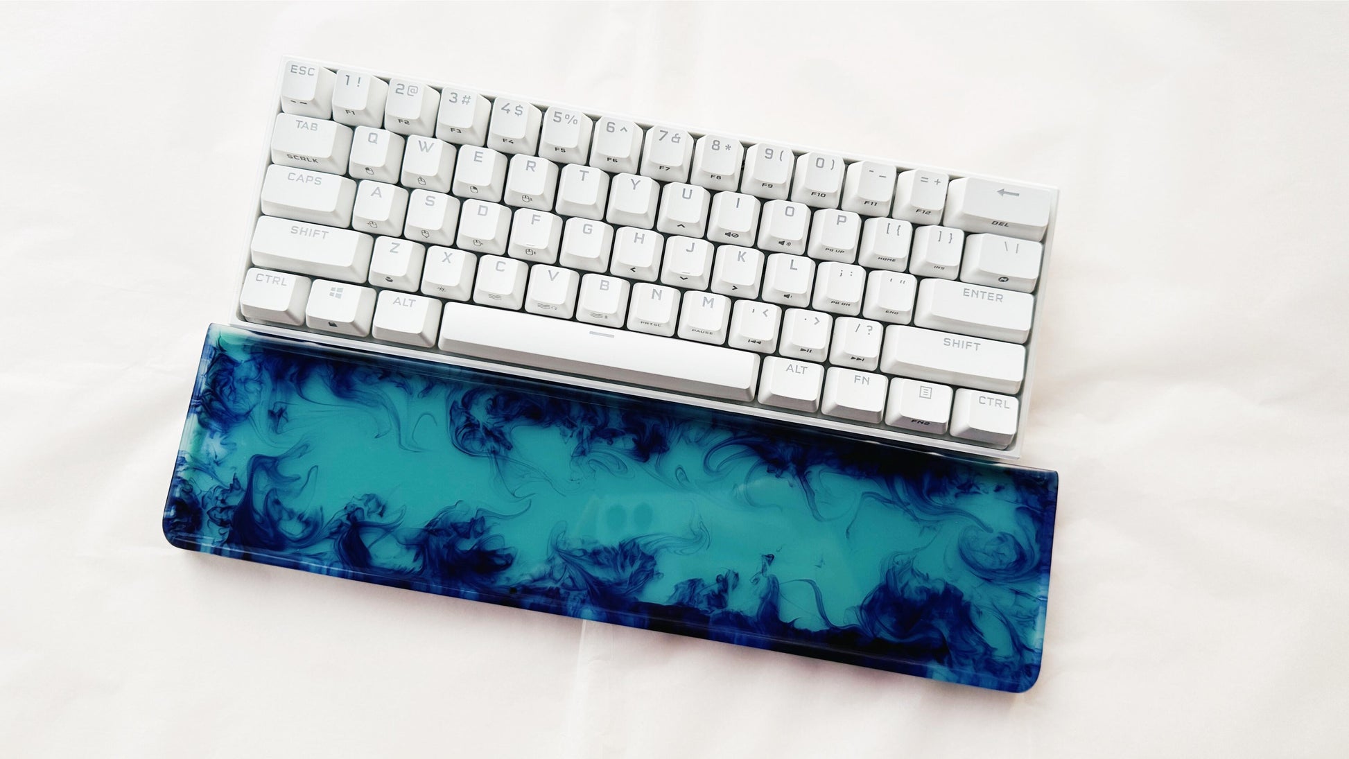 Cyan Blue Wrist Rest, Handmade Custom Artisan Resin Wrist Rest, Office Laptop Mouse Wrist Rest, Gaming Desktop Decor. - HiJenney