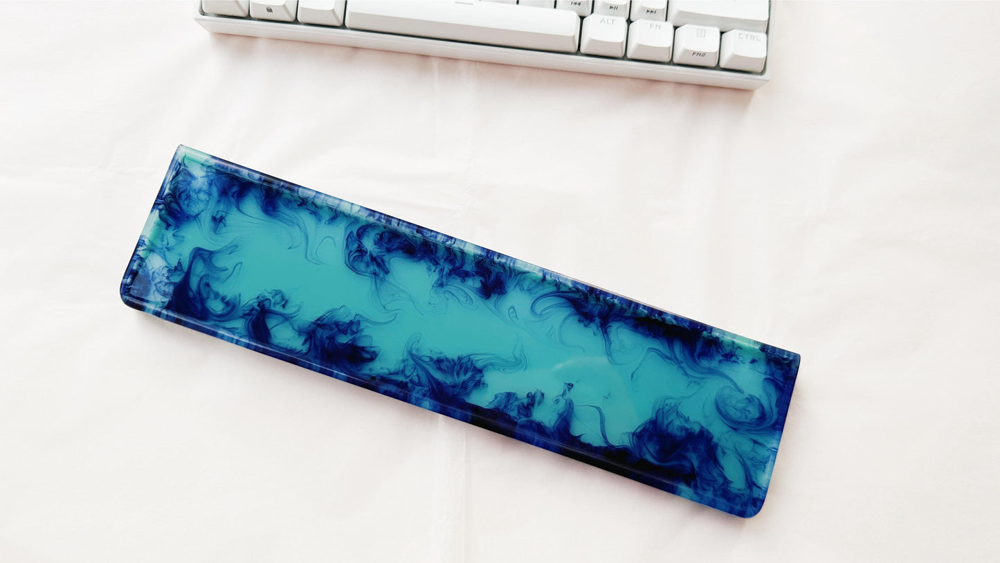 Cyan Blue Wrist Rest, Handmade Custom Artisan Resin Wrist Rest, Office Laptop Mouse Wrist Rest, Gaming Desktop Decor. - HiJenney