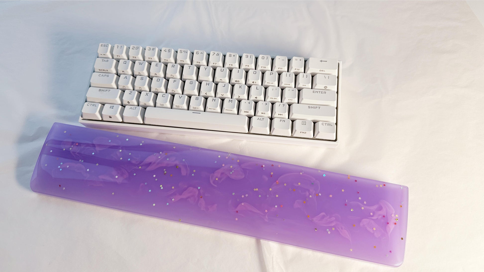 Purple Sky Wrist Rest, Magic Star Wrist Rest, Pink Cloud, Artisan Resin Wrist Rest, Mechanical Keyboard, Personalized Gift, Handmade Customized. - HiJenney