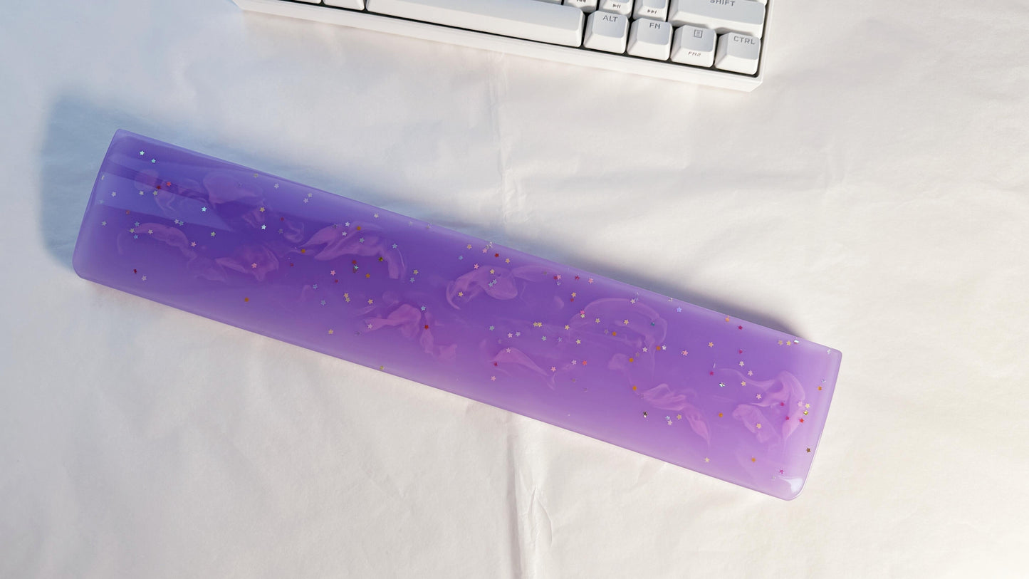 Purple Sky Wrist Rest, Magic Star Wrist Rest, Pink Cloud, Artisan Resin Wrist Rest, Mechanical Keyboard, Personalized Gift, Handmade Customized. - HiJenney