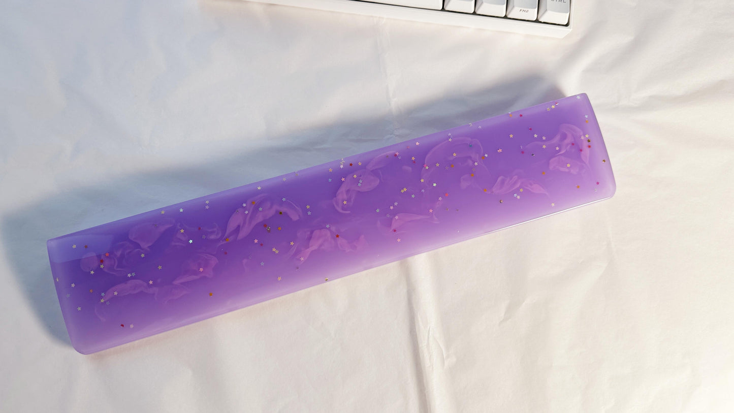 Purple Sky Wrist Rest, Magic Star Wrist Rest, Pink Cloud, Artisan Resin Wrist Rest, Mechanical Keyboard, Personalized Gift, Handmade Customized. - HiJenney