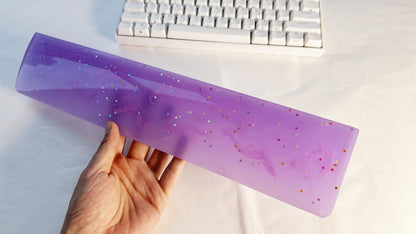 Purple Sky Wrist Rest, Magic Star Wrist Rest, Pink Cloud, Artisan Resin Wrist Rest, Mechanical Keyboard, Personalized Gift, Handmade Customized. - HiJenney