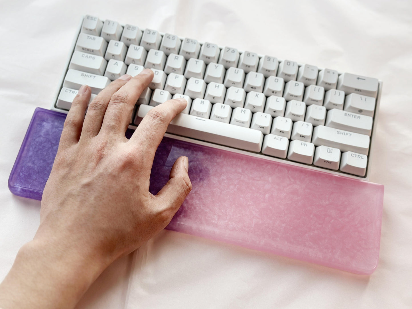 Purple Pink Wrist Rest, Himalayan Salt Color, Handmade Wrist Rest, Keyboard Wrist Rest, Custom Personalized Gift. - HiJenney