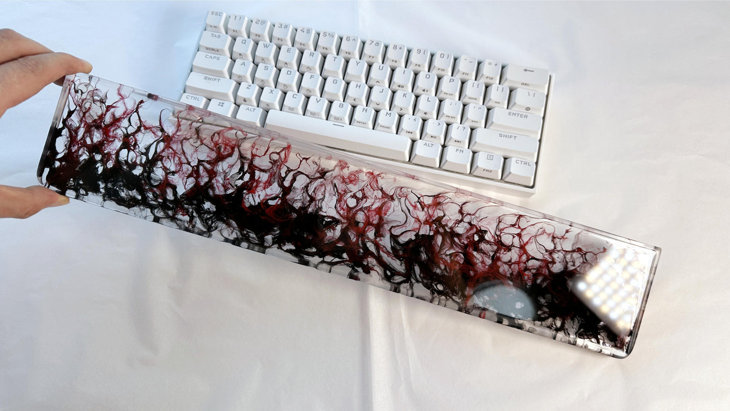 Black Red Ink Smoke Wrist Rest, Artisan Resin Wrist Rest, Handmade Customized Personalized Gift, Laptop Mouse Wrist Rest. - HiJenney