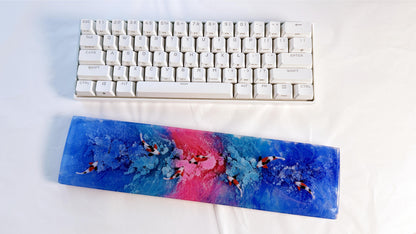 Custom Red Blue Koi Fish Wrist Rest, Ink Dyeing, Artisan Resin Wris Rest, Keyboard Wrist Rest, Personalized Gift. - HiJenney