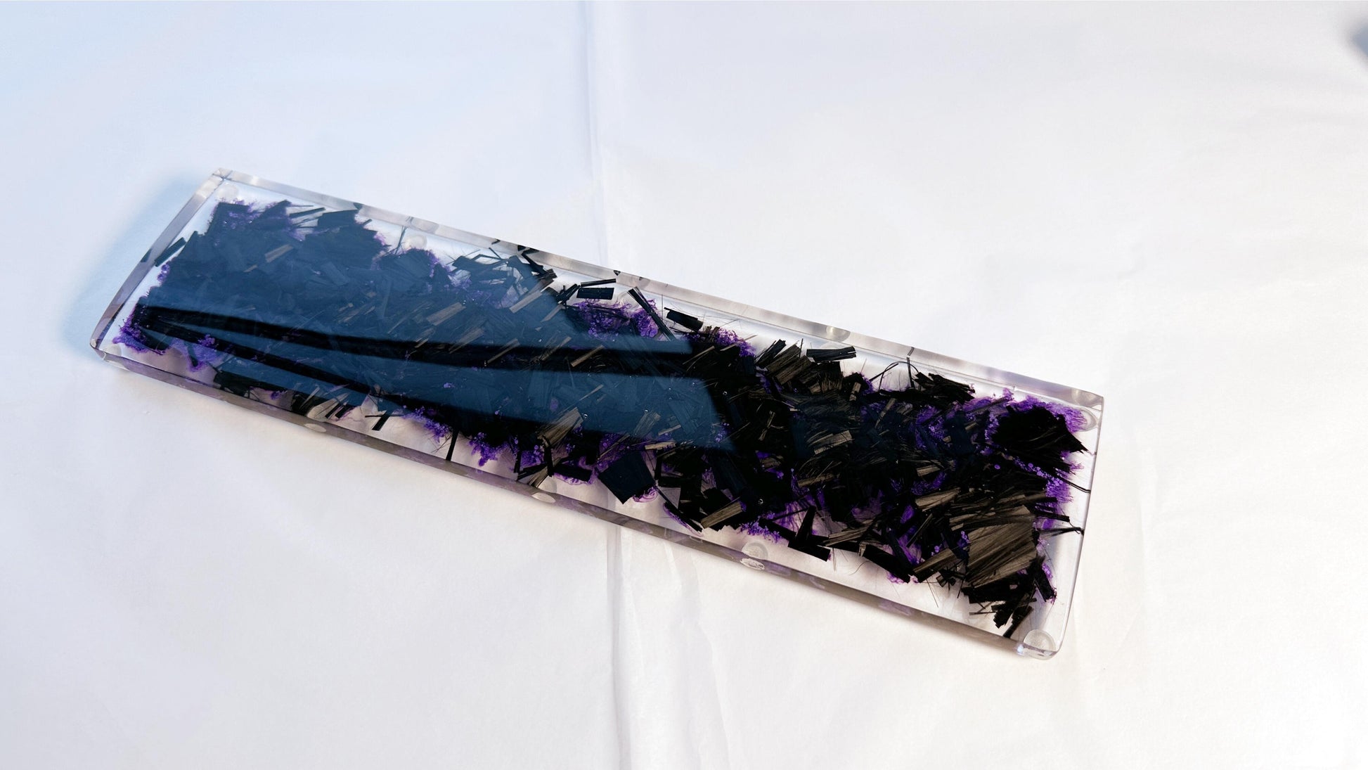 Carbon Fiber Wrist Rest, Clear Purple Ink Smoke Wrist Rest, Handmade Artisan Resin Keyboard Wrist Rest, Personalized Gift. - HiJenney