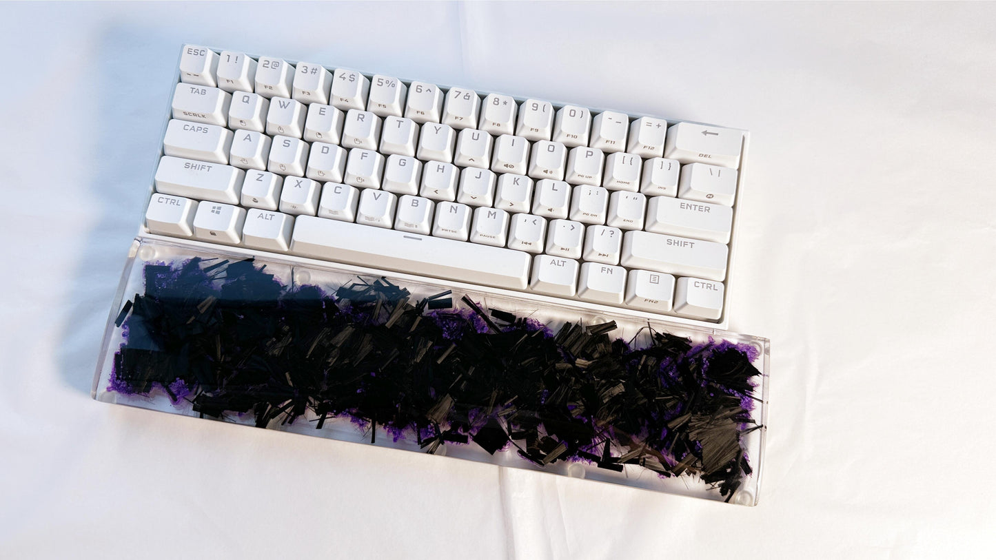 Carbon Fiber Wrist Rest, Clear Purple Ink Smoke Wrist Rest, Handmade Artisan Resin Keyboard Wrist Rest, Personalized Gift. - HiJenney