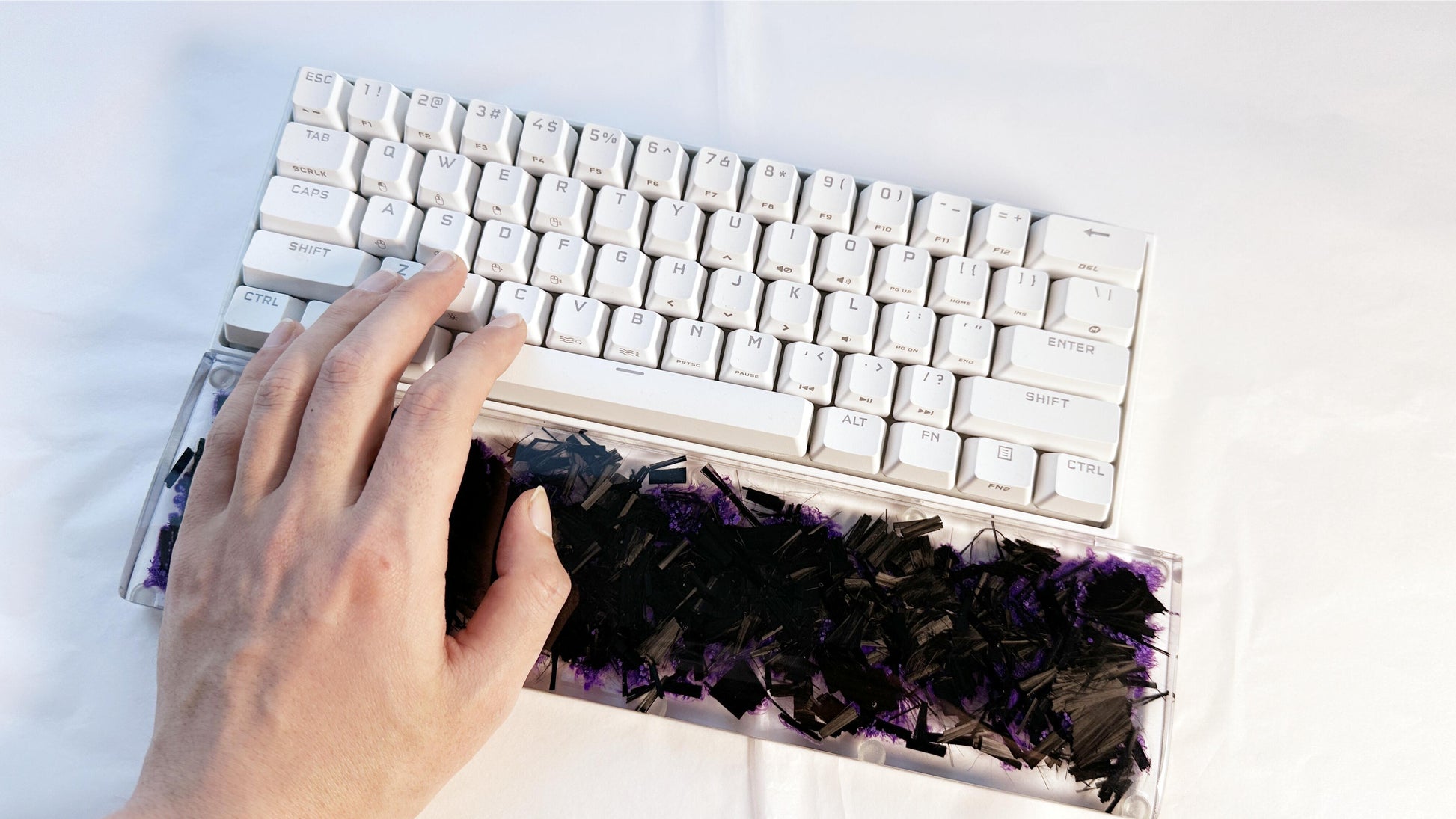 Carbon Fiber Wrist Rest, Clear Purple Ink Smoke Wrist Rest, Handmade Artisan Resin Keyboard Wrist Rest, Personalized Gift. - HiJenney