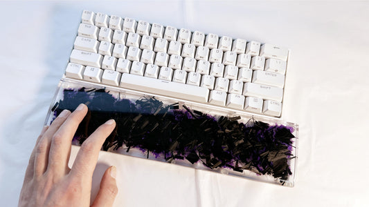 Carbon Fiber Wrist Rest, Clear Purple Ink Smoke Wrist Rest, Handmade Artisan Resin Keyboard Wrist Rest, Personalized Gift. - HiJenney