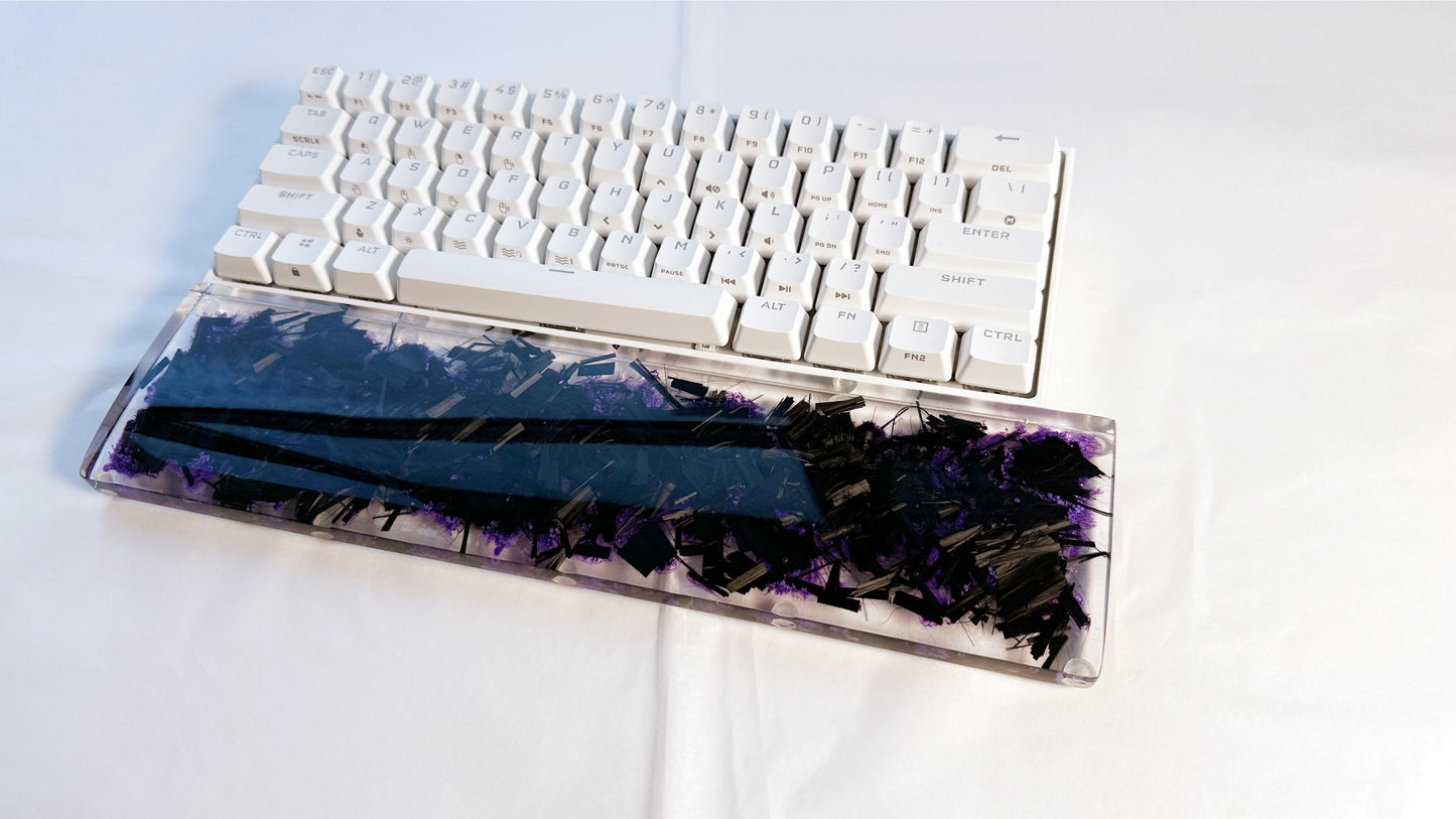 Carbon Fiber Wrist Rest, Clear Purple Ink Smoke Wrist Rest, Handmade Artisan Resin Keyboard Wrist Rest, Personalized Gift. - HiJenney