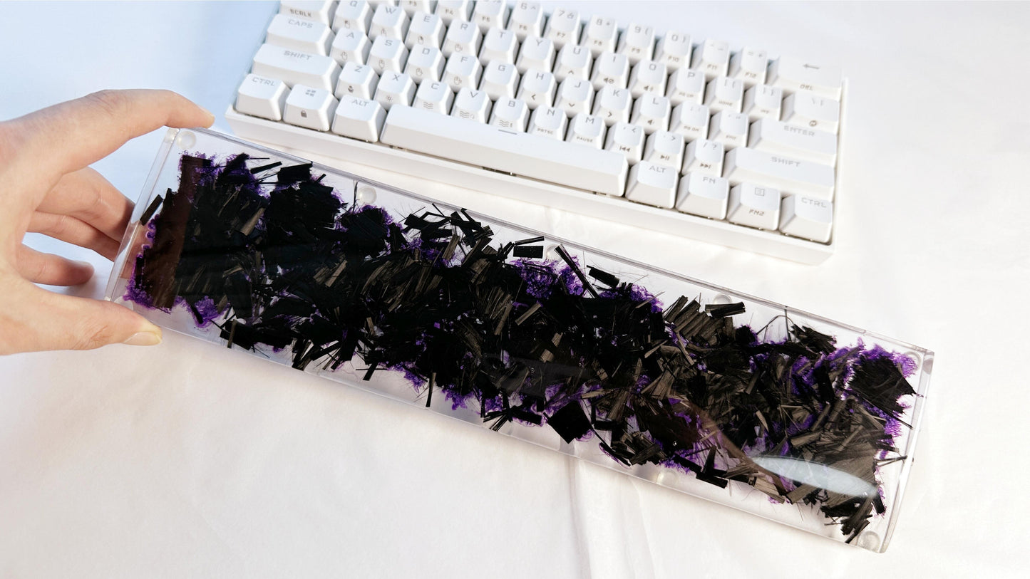 Carbon Fiber Wrist Rest, Clear Purple Ink Smoke Wrist Rest, Handmade Artisan Resin Keyboard Wrist Rest, Personalized Gift. - HiJenney