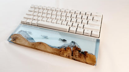 Beluga Whale Diver Wrist Rest, Blue Sea, Ocean Cave Cedar Wood Resin Wrist Rest, Artisan Keyboard Wrist Rest, Desk Decor Gift. - HiJenney