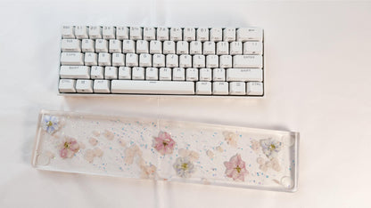 Delphinium Petals Wrist Rest, Real Dried flowers, Clear Resin Artisan Wrist Rest, Handmade Customized Personalized Gift. - HiJenney