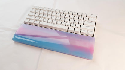 Rainbow Resin Wrist Rest, Blue Pink White, Artisan Keyboard Wrist Rest, Gaming Desk Decor, Custom Personalized Gift. - HiJenney