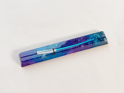 Purple Blue Katana Space Bar Keycap, Japanese Anime, Samurai Sword, Custom Artisan Resin Keycap, 6U, 6.25U, 6.5U, 7U Keycap. - HiJenney