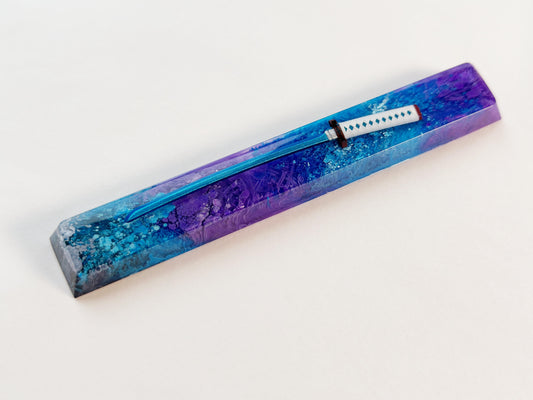 Purple Blue Katana Space Bar Keycap, Japanese Anime, Samurai Sword, Custom Artisan Resin Keycap, 6U, 6.25U, 6.5U, 7U Keycap. - HiJenney