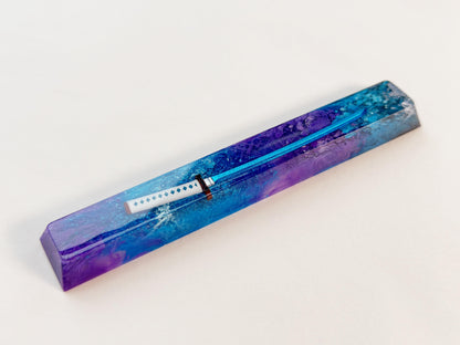 Purple Blue Katana Space Bar Keycap, Japanese Anime, Samurai Sword, Custom Artisan Resin Keycap, 6U, 6.25U, 6.5U, 7U Keycap. - HiJenney