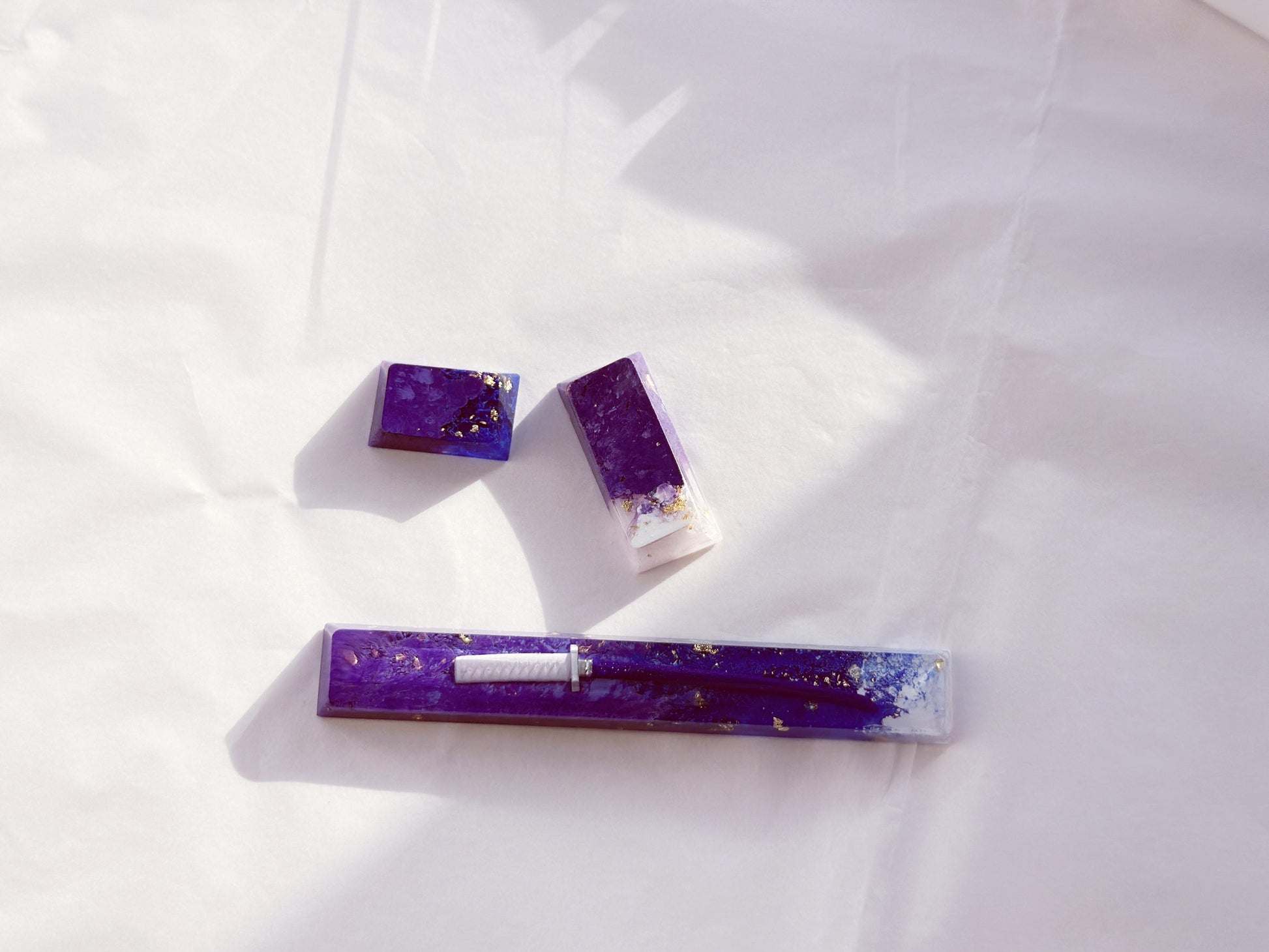 Purple White Katana Space Bar Keycap, Japanese Anime, Samurai Sword, Custom Artisan Resin Keycap, Cherry Switch Keycap. - HiJenney