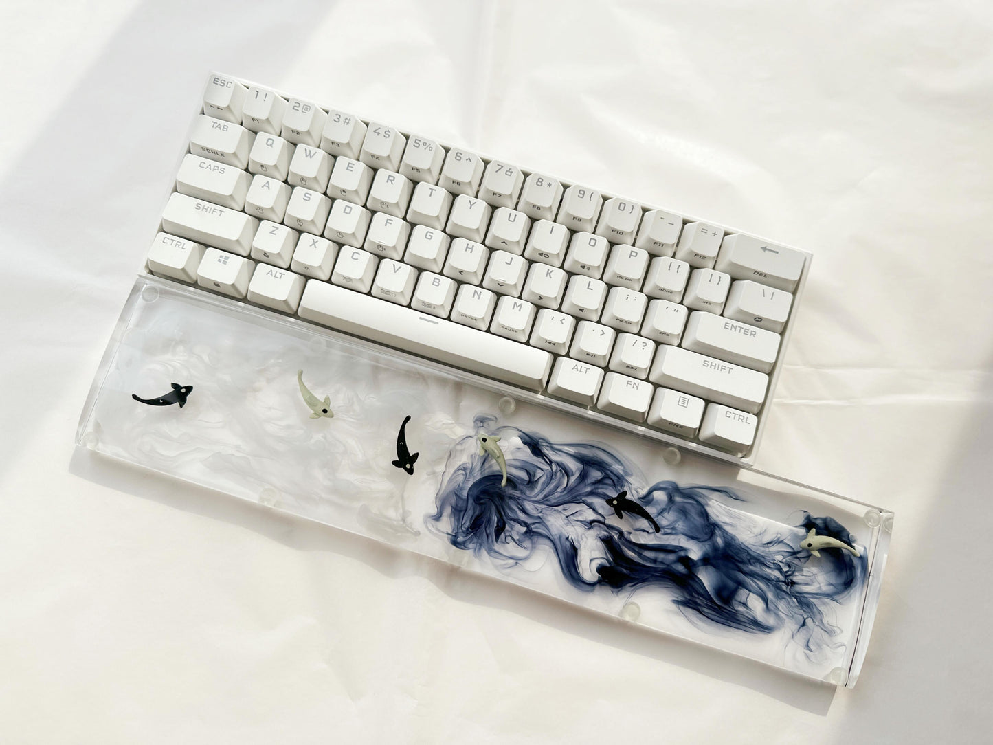 Artisan Koi Fish Wrist Rest, Clear Ink Smoke Wrist Rest, Customized keyboard Wris Rest, Personalized Gift. - HiJenney