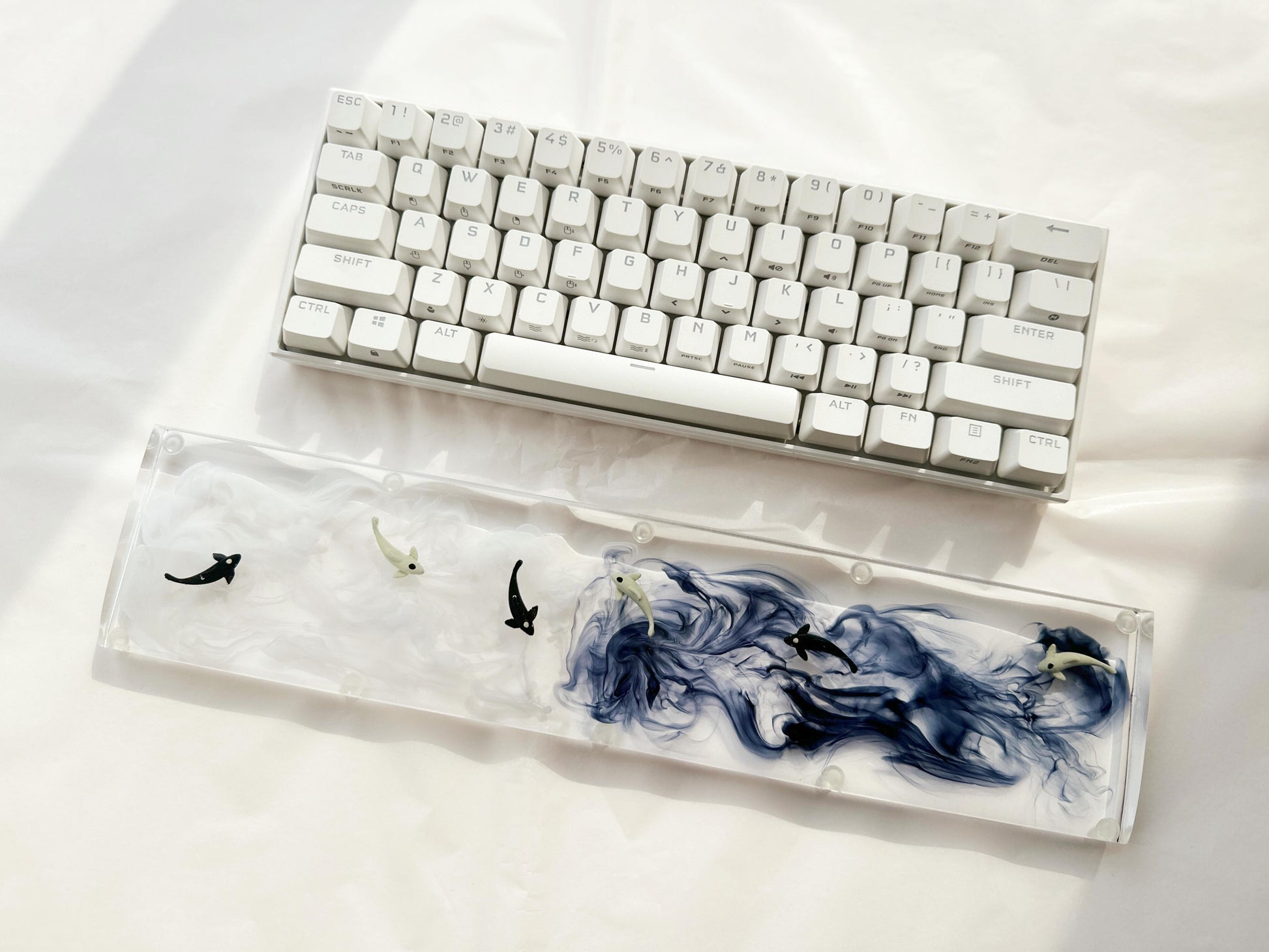 Artisan Koi Fish Wrist Rest, Clear Ink Smoke Wrist Rest, Customized keyboard Wris Rest, Personalized Gift. - HiJenney