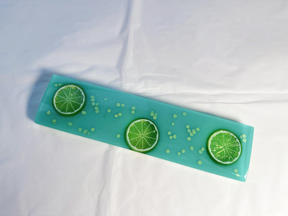 Colorful Fruit Slices Wrist Rest, Cyan Lemon Fruit Wrist Rest, Lime Artisan Resin Wrist Rest, Handmade Desk Decor Gift. - HiJenney