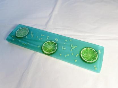 Colorful Fruit Slices Wrist Rest, Cyan Lemon Fruit Wrist Rest, Lime Artisan Resin Wrist Rest, Handmade Desk Decor Gift. - HiJenney