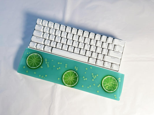 Colorful Fruit Slices Wrist Rest, Cyan Lemon Fruit Wrist Rest, Lime Artisan Resin Wrist Rest, Handmade Desk Decor Gift. - HiJenney