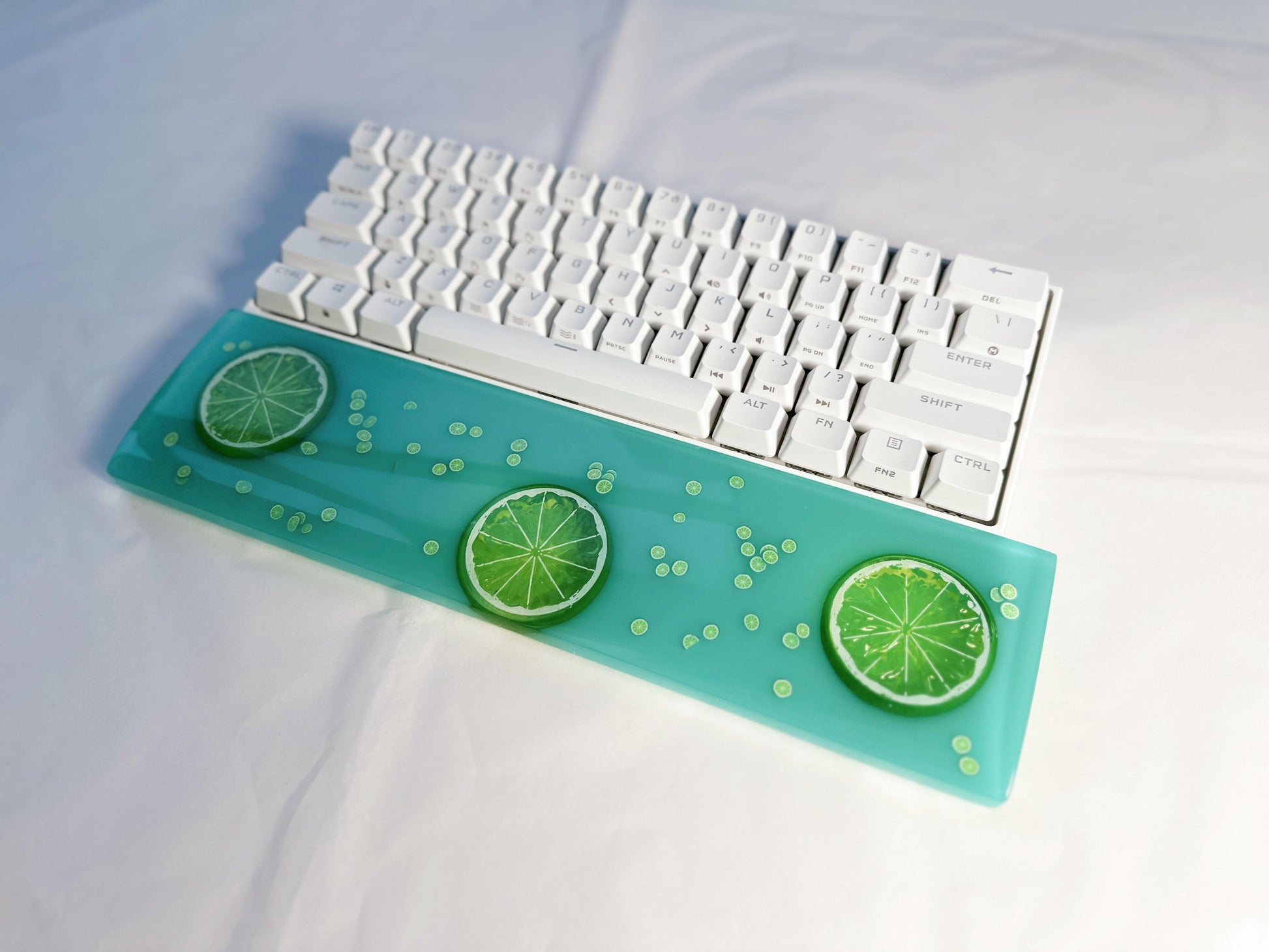 Colorful Fruit Slices Wrist Rest, Cyan Lemon Fruit Wrist Rest, Lime Artisan Resin Wrist Rest, Handmade Desk Decor Gift. - HiJenney