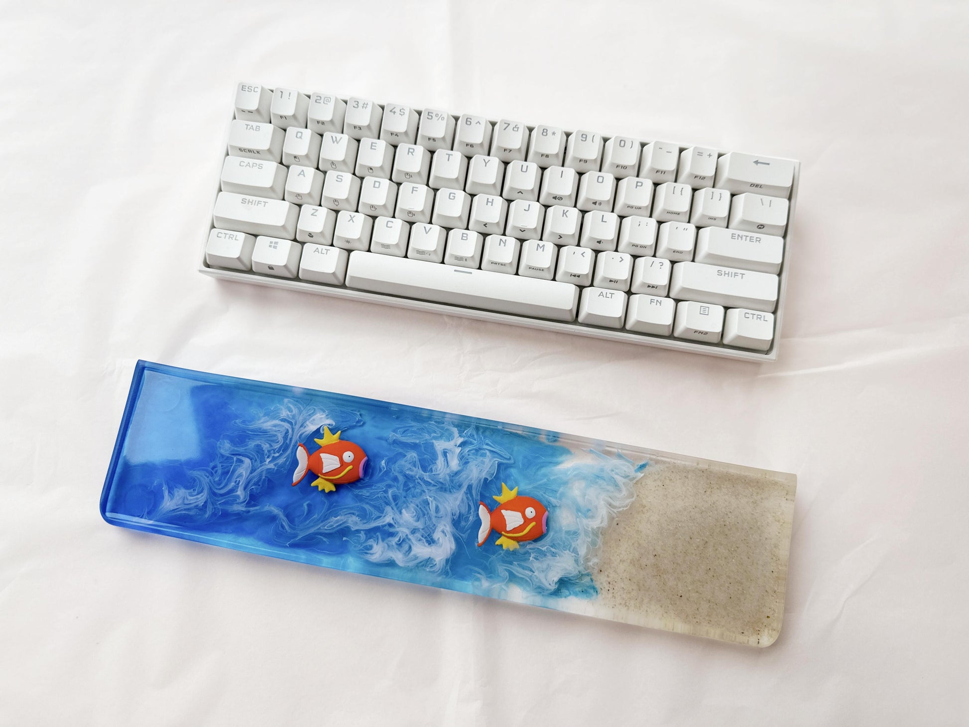 Swimming Fish Wrist Rest, Blue Ocean Wrist Rest, White Cloud, Beach, Artisan Resin Wrist Rest, Desk Decor Gift, Personalized Gift. - HiJenney