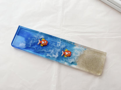 Swimming Fish Wrist Rest, Blue Ocean Wrist Rest, White Cloud, Beach, Artisan Resin Wrist Rest, Desk Decor Gift, Personalized Gift. - HiJenney