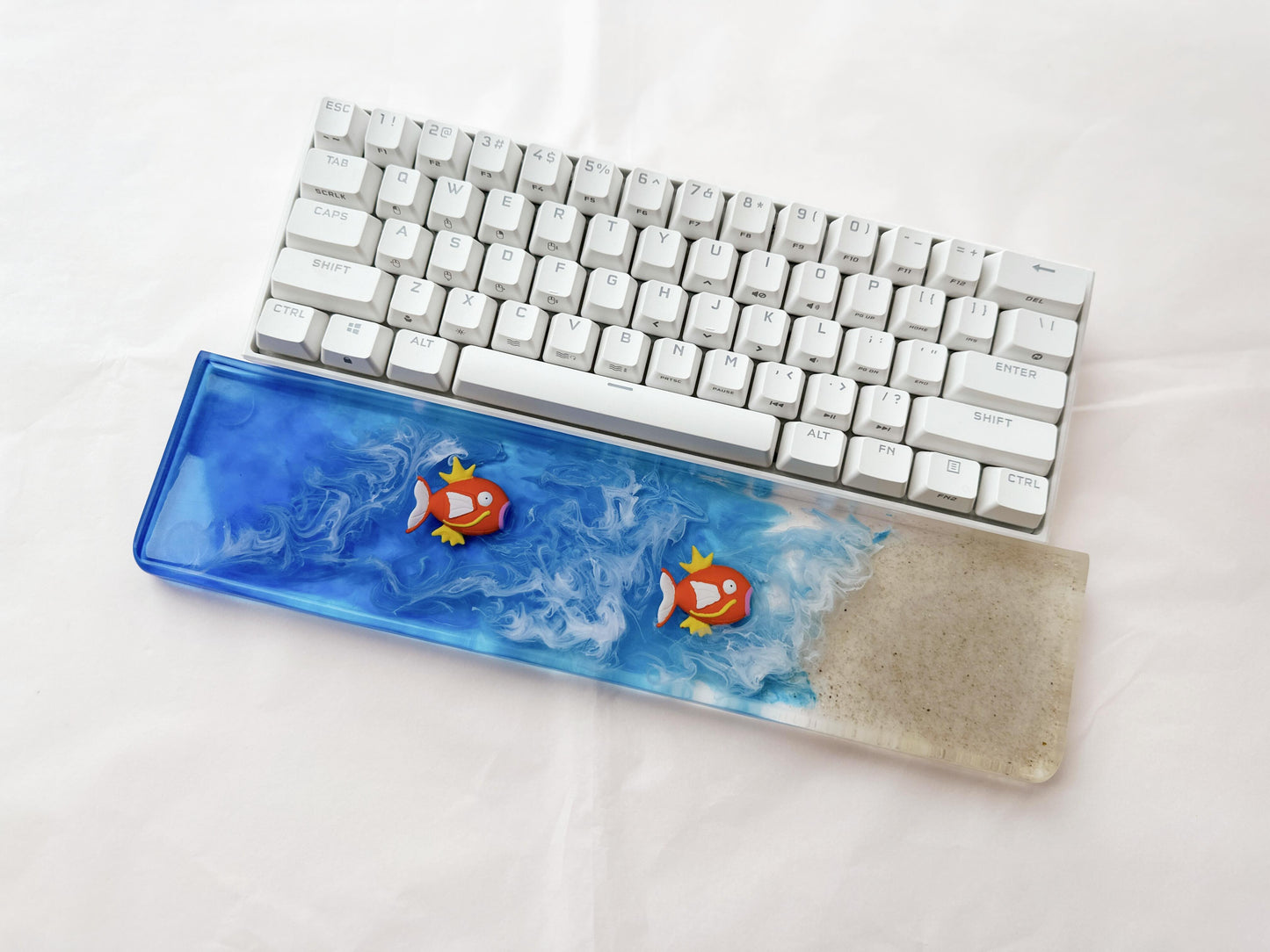 Swimming Fish Wrist Rest, Blue Ocean Wrist Rest, White Cloud, Beach, Artisan Resin Wrist Rest, Desk Decor Gift, Personalized Gift. - HiJenney