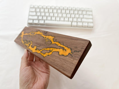 Lightning Struck Wood Wrist Rest, Glow In The Dark, Thunder Fire Artisan Resin Wrist Rest, Black Walnut Wrist Rest, Keyboard Decor. - HiJenney