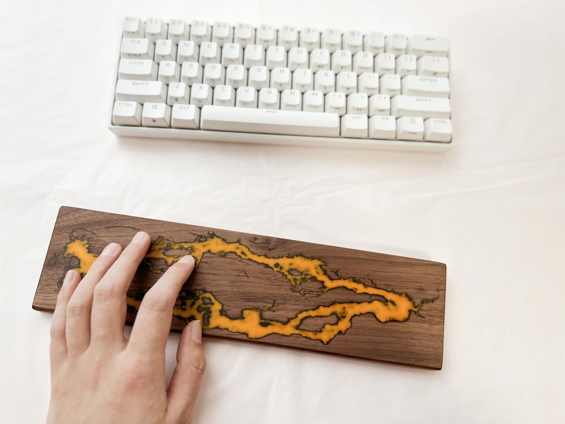 Lightning Struck Wood Wrist Rest, Glow In The Dark, Thunder Fire Artisan Resin Wrist Rest, Black Walnut Wrist Rest, Keyboard Decor. - HiJenney