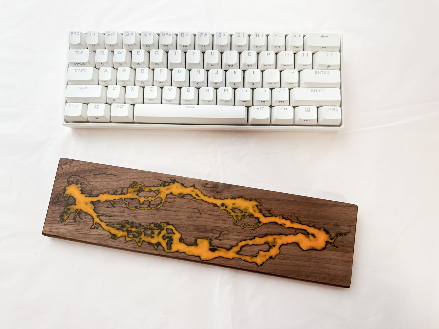 Lightning Struck Wood Wrist Rest, Glow In The Dark, Thunder Fire Artisan Resin Wrist Rest, Black Walnut Wrist Rest, Keyboard Decor. - HiJenney