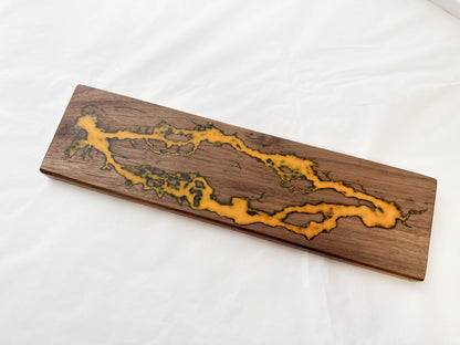 Lightning Struck Wood Wrist Rest, Glow In The Dark, Thunder Fire Artisan Resin Wrist Rest, Black Walnut Wrist Rest, Keyboard Decor. - HiJenney