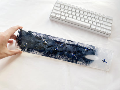 Artisan Black White Wrist Rest, Blue Koi Fish Wrist Rest, Custom Keyboard Wris Rest, Personalized Gift, Desk Decor Gift. - HiJenney