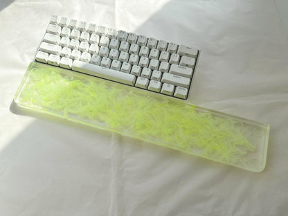 Fluorescent Green White Smoke Wrist Rest, Neon Color, Clear Resin Wrist Rest, Personalized Gift, Keyboard Wrist Rest. Unique Gift. - HiJenney