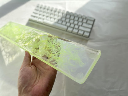 Fluorescent Green White Smoke Wrist Rest, Neon Color, Clear Resin Wrist Rest, Personalized Gift, Keyboard Wrist Rest. Unique Gift. - HiJenney