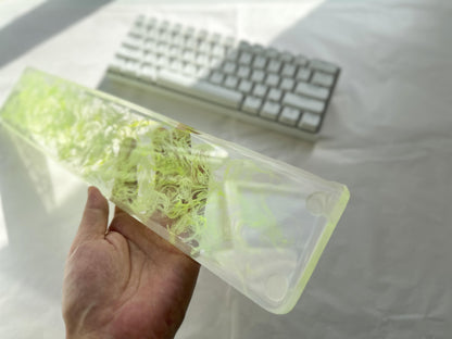 Fluorescent Green White Smoke Wrist Rest, Neon Color, Clear Resin Wrist Rest, Personalized Gift, Keyboard Wrist Rest. Unique Gift. - HiJenney