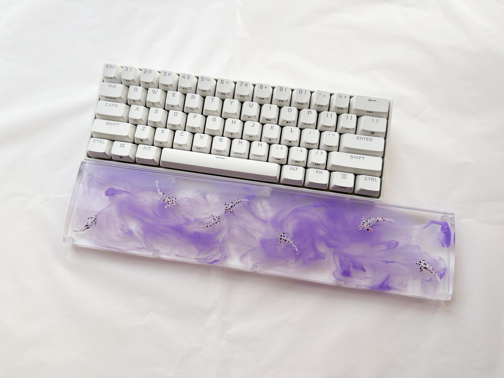 Purple Ink Smoke Koi Fish Wrist Rest, Artisan Resin Wris Rest, Customized Keyboard Wrist Rest, Personalized Gift, Desk Decor. - HiJenney