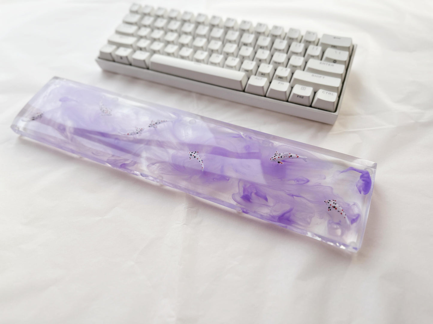 Purple Ink Smoke Koi Fish Wrist Rest, Artisan Resin Wris Rest, Customized Keyboard Wrist Rest, Personalized Gift, Desk Decor. - HiJenney