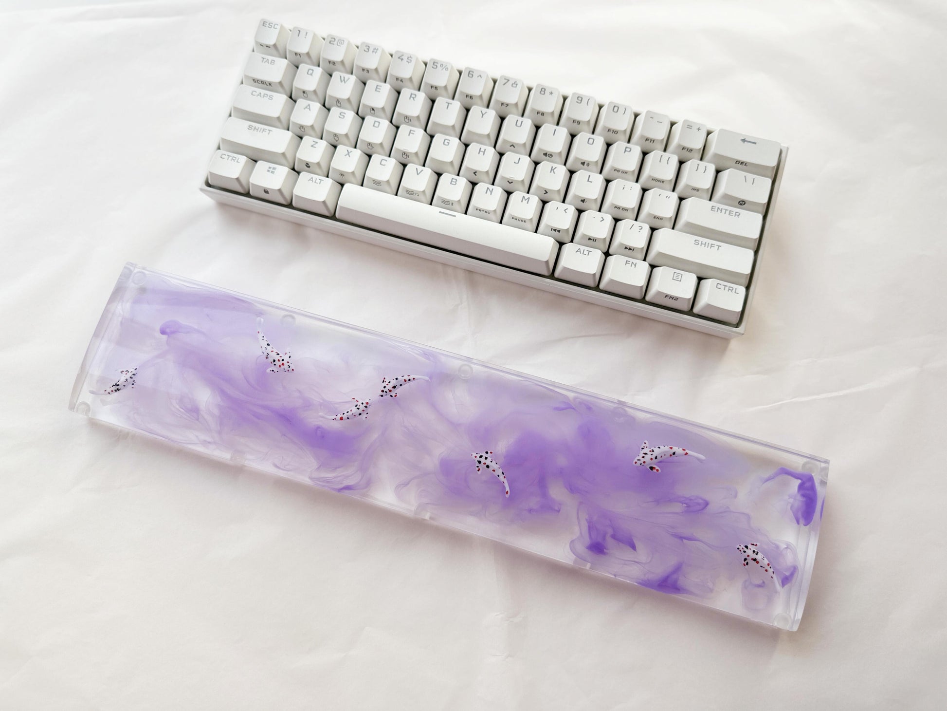 Purple Ink Smoke Koi Fish Wrist Rest, Artisan Resin Wris Rest, Customized Keyboard Wrist Rest, Personalized Gift, Desk Decor. - HiJenney