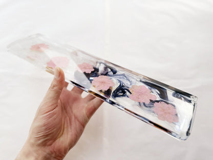 Pink Sakura Petals Wrist Rest, Artisan Clear Resin Wrist Rest, Real Dried Flower Wrist Rest, Handmade Keyboard Wrist Rest, Custom Gift. - HiJenney