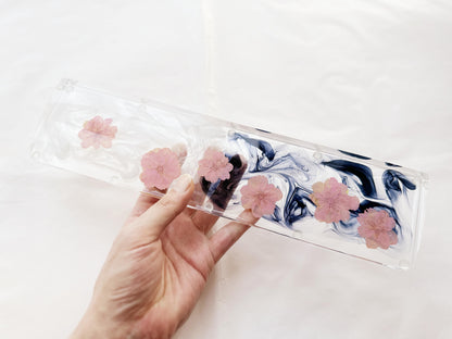 Pink Sakura Petals Wrist Rest, Artisan Clear Resin Wrist Rest, Real Dried Flower Wrist Rest, Handmade Keyboard Wrist Rest, Custom Gift. - HiJenney