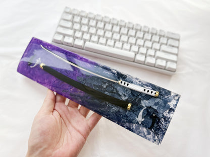 Artisan Katana Wrist Rest, Purple Black Resin Wrist Rest, Tai Chi Yin Yang Fish Wrist Rest, Custom Keyboard Wrist Rest, Unique Gift. - HiJenney