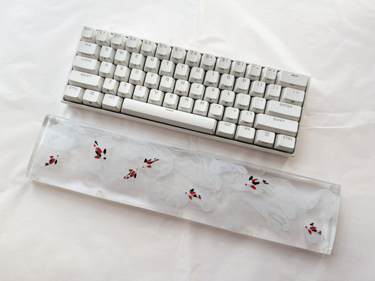 Clear White Koi Fish Wrist Rest, Artisan Resin Keyboard Wrist Rest, Custom Personalized Wrist Rest, Gaming Setup Gift. - HiJenney
