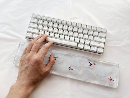 Artisan Koi Fish Wrist Rest, Clear Wrist Rest, White Ink Smoke keyboard Wris Rest, Personalized Gift, Desk Decor Gift. - HiJenney