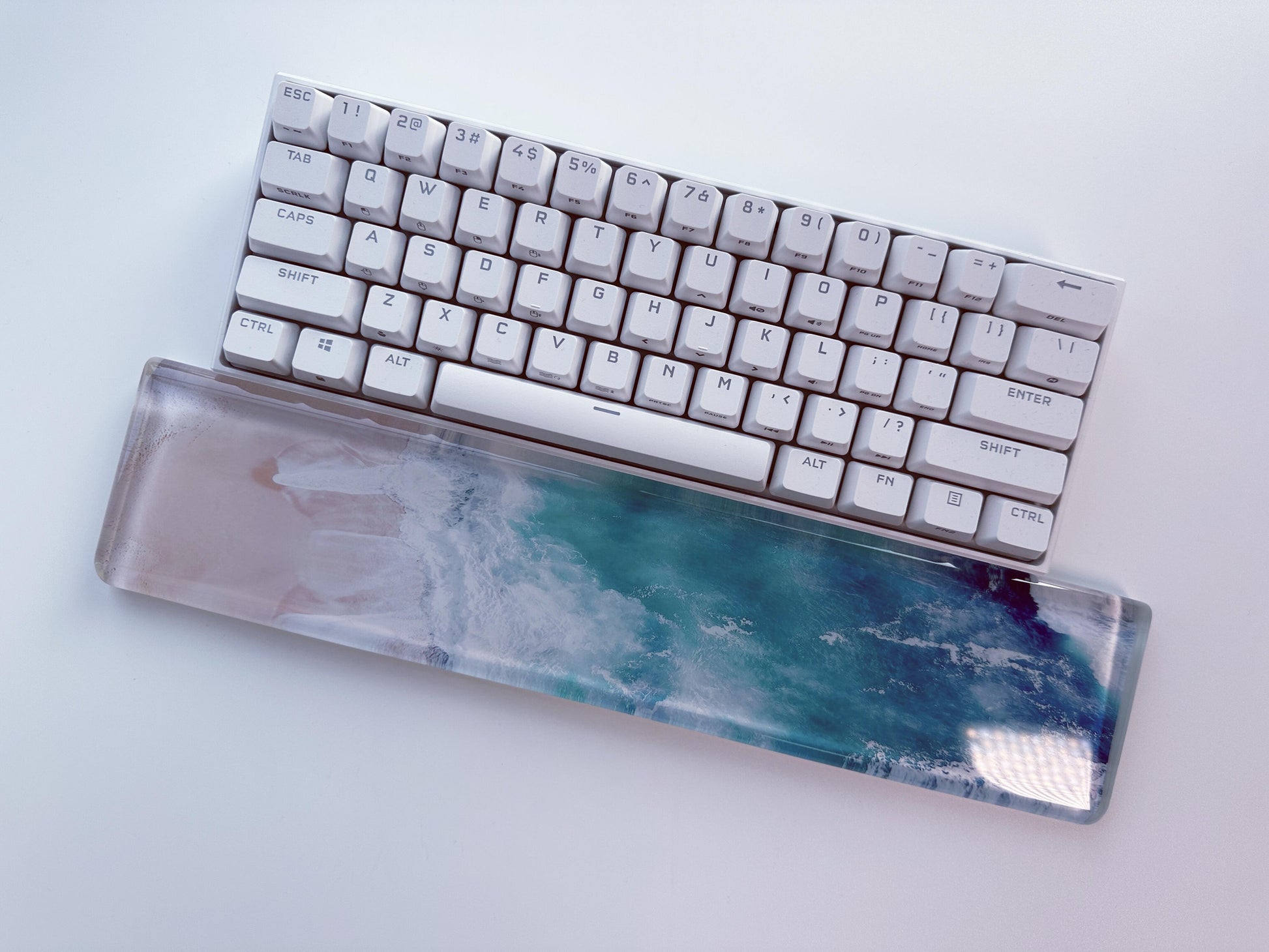 Waves & Beach Sticker Keyboard Wrist Rest, Print On Demand Wrist Rest, Artisan Resin Wrist Rest, Personalized Gift. - HiJenney